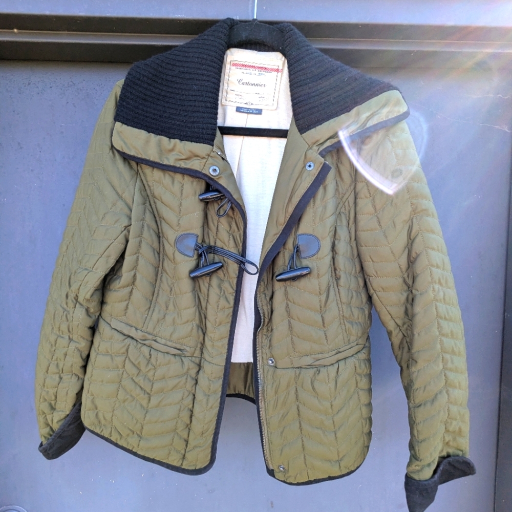 Anthropologie Olive Uster women's quilted jacket by Cartonnier Sz 8
